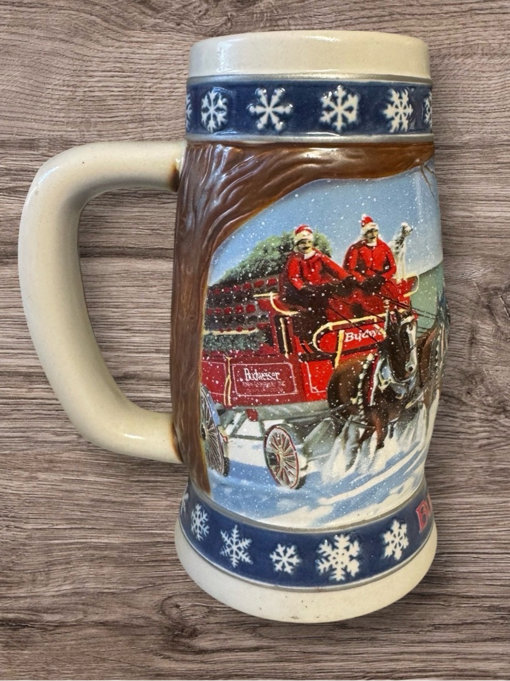 Vintage 1995 Budweiser "Lighting The Way Home" Holiday Stein, handcrafted